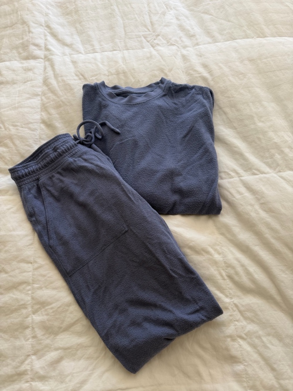 ALO Yoga Navy Blue Track Joggers and Sweatshirt Set